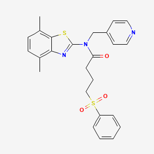 molecular formula C25H25N3O3S2 B3012289 N-(4,7-dimethylbenzo[d]thiazol-2-yl)-4-(phenylsulfonyl)-N-(pyridin-4-ylmethyl)butanamide CAS No. 923173-24-4