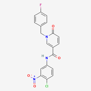 molecular formula C19H13ClFN3O4 B3012302 N-(4-chloro-3-nitrophenyl)-1-[(4-fluorophenyl)methyl]-6-oxo-1,6-dihydropyridine-3-carboxamide CAS No. 941904-89-8