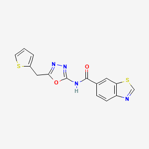 molecular formula C15H10N4O2S2 B3012319 N-(5-(thiophen-2-ylmethyl)-1,3,4-oxadiazol-2-yl)benzo[d]thiazole-6-carboxamide CAS No. 1021052-02-7