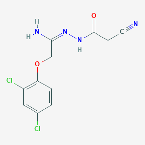 molecular formula C11H10Cl2N4O2 B3012340 N'-[(1E)-1-amino-2-(2,4-dichlorophenoxy)ethylidene]-2-cyanoacetohydrazide CAS No. 338395-56-5