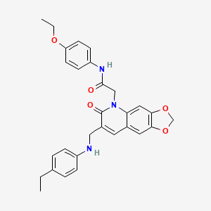 molecular formula C29H29N3O5 B3012351 N-(4-ethoxyphenyl)-2-(7-{[(4-ethylphenyl)amino]methyl}-6-oxo-2H,5H,6H-[1,3]dioxolo[4,5-g]quinolin-5-yl)acetamide CAS No. 894558-73-7