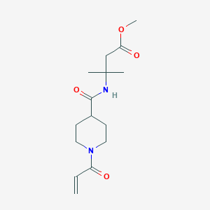 molecular formula C15H24N2O4 B3012373 Methyl 3-methyl-3-[(1-prop-2-enoylpiperidine-4-carbonyl)amino]butanoate CAS No. 2361888-99-3