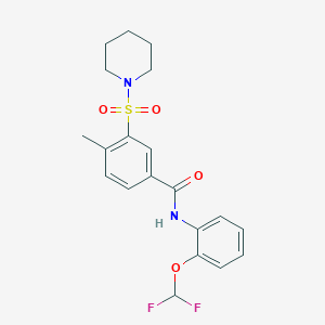 N-(2-(difluoromethoxy)phenyl)-4-methyl-3-(piperidin-1-ylsulfonyl)benzamide