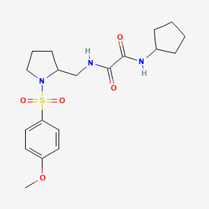 molecular formula C19H27N3O5S B3012475 N1-cyclopentyl-N2-((1-((4-methoxyphenyl)sulfonyl)pyrrolidin-2-yl)methyl)oxalamide CAS No. 896285-99-7