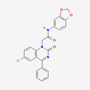 molecular formula C23H16ClN3O4 B3012476 N-(2H-1,3-benzodioxol-5-yl)-2-(6-chloro-2-oxo-4-phenyl-1,2-dihydroquinazolin-1-yl)acetamide CAS No. 941939-40-8