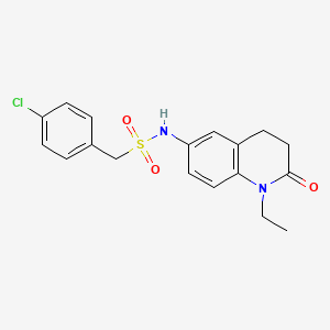 molecular formula C18H19ClN2O3S B3012528 1-(4-chlorophenyl)-N-(1-ethyl-2-oxo-1,2,3,4-tetrahydroquinolin-6-yl)methanesulfonamide CAS No. 922004-73-7