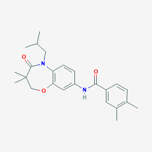 molecular formula C24H30N2O3 B3012559 N-(5-isobutyl-3,3-dimethyl-4-oxo-2,3,4,5-tetrahydrobenzo[b][1,4]oxazepin-8-yl)-3,4-dimethylbenzamide CAS No. 921810-21-1