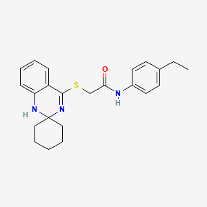 B3012589 N-(4-ethylphenyl)-2-spiro[1H-quinazoline-2,1'-cyclohexane]-4-ylsulfanylacetamide CAS No. 893788-34-6