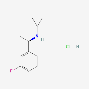 molecular formula C11H15ClFN B3012597 N-[(1R)-1-(3-Fluorophenyl)ethyl]cyclopropanamine;hydrochloride CAS No. 2414145-16-5