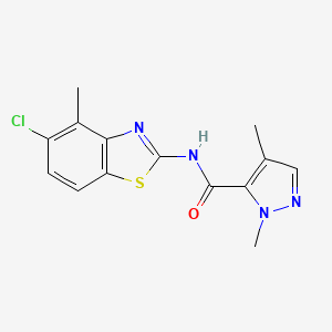 molecular formula C14H13ClN4OS B3012614 N-(5-chloro-4-methylbenzo[d]thiazol-2-yl)-1,4-dimethyl-1H-pyrazole-5-carboxamide CAS No. 1207049-71-5