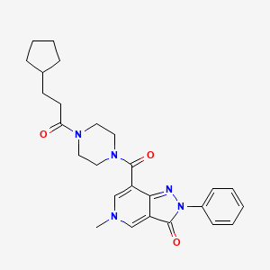 7-(4-(3-cyclopentylpropanoyl)piperazine-1-carbonyl)-5-methyl-2-phenyl-2H-pyrazolo[4,3-c]pyridin-3(5H)-one