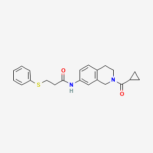 molecular formula C22H24N2O2S B3012642 N-(2-(cyclopropanecarbonyl)-1,2,3,4-tetrahydroisoquinolin-7-yl)-3-(phenylthio)propanamide CAS No. 1207006-64-1