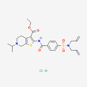 molecular formula C26H34ClN3O5S2 B3012645 ethyl 2-(4-(N,N-diallylsulfamoyl)benzamido)-6-isopropyl-4,5,6,7-tetrahydrothieno[2,3-c]pyridine-3-carboxylate hydrochloride CAS No. 1219187-10-6