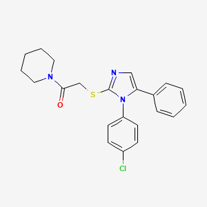molecular formula C22H22ClN3OS B3012655 2-((1-(4-chlorophenyl)-5-phenyl-1H-imidazol-2-yl)thio)-1-(piperidin-1-yl)ethanone CAS No. 1226432-59-2