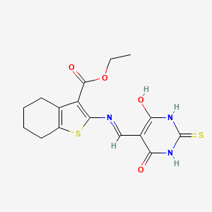 ethyl 2-(((4,6-dioxo-2-thioxotetrahydropyrimidin-5(2H)-ylidene)methyl)amino)-4,5,6,7-tetrahydrobenzo[b]thiophene-3-carboxylate