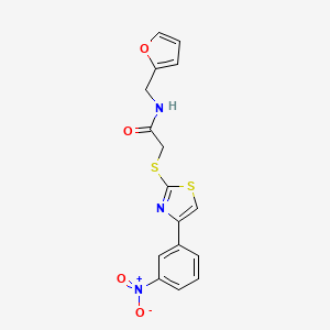 molecular formula C16H13N3O4S2 B3012664 N-[(furan-2-yl)methyl]-2-{[4-(3-nitrophenyl)-1,3-thiazol-2-yl]sulfanyl}acetamide CAS No. 727689-69-2