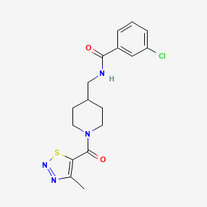 3-chloro-N-((1-(4-methyl-1,2,3-thiadiazole-5-carbonyl)piperidin-4-yl)methyl)benzamide