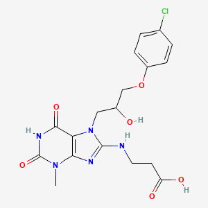 3-((7-(3-(4-chlorophenoxy)-2-hydroxypropyl)-3-methyl-2,6-dioxo-2,3,6,7-tetrahydro-1H-purin-8-yl)amino)propanoic acid