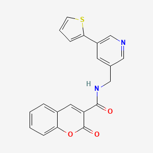 2-oxo-N-((5-(thiophen-2-yl)pyridin-3-yl)methyl)-2H-chromene-3-carboxamide