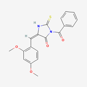 molecular formula C19H16N2O4S B3012679 (5E)-3-benzoyl-5-[(2,4-dimethoxyphenyl)methylidene]-2-sulfanylideneimidazolidin-4-one CAS No. 568555-54-4