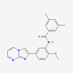 molecular formula C22H20N4O2 B3012690 N-(5-{imidazo[1,2-a]pyrimidin-2-yl}-2-methoxyphenyl)-3,5-dimethylbenzamide CAS No. 862810-68-2