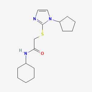 molecular formula C16H25N3OS B3012732 N-cyclohexyl-2-((1-cyclopentyl-1H-imidazol-2-yl)thio)acetamide CAS No. 921480-60-6