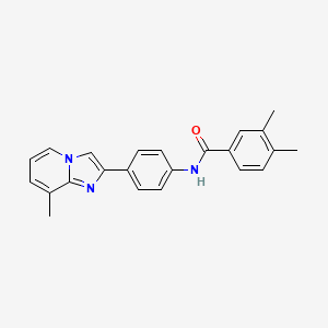 molecular formula C23H21N3O B3012736 3,4-dimethyl-N-(4-(8-methylimidazo[1,2-a]pyridin-2-yl)phenyl)benzamide CAS No. 835897-44-4