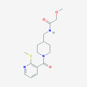 molecular formula C16H23N3O3S B3012743 2-methoxy-N-((1-(2-(methylthio)nicotinoyl)piperidin-4-yl)methyl)acetamide CAS No. 1234923-43-3