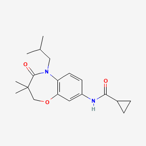 molecular formula C19H26N2O3 B3012747 N-(5-isobutyl-3,3-dimethyl-4-oxo-2,3,4,5-tetrahydrobenzo[b][1,4]oxazepin-8-yl)cyclopropanecarboxamide CAS No. 921581-97-7
