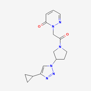 molecular formula C15H18N6O2 B3012748 2-(2-(3-(4-cyclopropyl-1H-1,2,3-triazol-1-yl)pyrrolidin-1-yl)-2-oxoethyl)pyridazin-3(2H)-one CAS No. 2034554-08-8