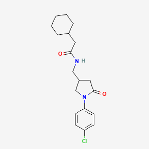 molecular formula C19H25ClN2O2 B3012794 N-((1-(4-chlorophenyl)-5-oxopyrrolidin-3-yl)methyl)-2-cyclohexylacetamide CAS No. 955245-53-1
