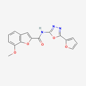 molecular formula C16H11N3O5 B3012802 N-(5-(furan-2-yl)-1,3,4-oxadiazol-2-yl)-7-methoxybenzofuran-2-carboxamide CAS No. 921571-11-1