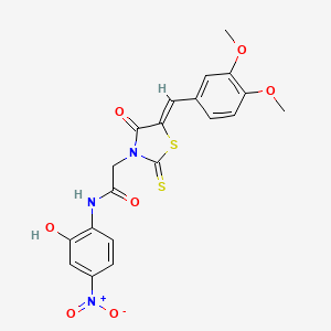 2-[(5Z)-5-[(3,4-dimethoxyphenyl)methylidene]-4-oxo-2-sulfanylidene-1,3-thiazolidin-3-yl]-N-(2-hydroxy-4-nitrophenyl)acetamide