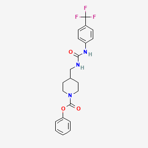 molecular formula C21H22F3N3O3 B3012840 Phenyl 4-((3-(4-(trifluoromethyl)phenyl)ureido)methyl)piperidine-1-carboxylate CAS No. 1235359-67-7