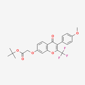 molecular formula C23H21F3O6 B3012849 Tert-butyl 2-[3-(4-methoxyphenyl)-4-oxo-2-(trifluoromethyl)chromen-7-yl]oxyacetate CAS No. 846580-47-0