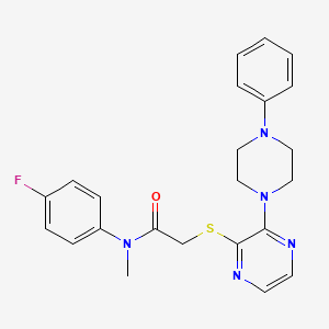 molecular formula C23H24FN5OS B3012850 N-(4-fluorophenyl)-N-methyl-2-((3-(4-phenylpiperazin-1-yl)pyrazin-2-yl)thio)acetamide CAS No. 1029733-65-0