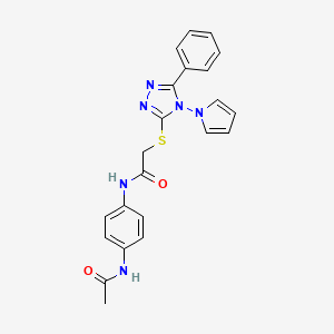 molecular formula C22H20N6O2S B3012882 N-(4-acetamidophenyl)-2-((5-phenyl-4-(1H-pyrrol-1-yl)-4H-1,2,4-triazol-3-yl)thio)acetamide CAS No. 896299-64-2