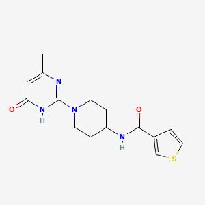 molecular formula C15H18N4O2S B3012885 N-(1-(4-methyl-6-oxo-1,6-dihydropyrimidin-2-yl)piperidin-4-yl)thiophene-3-carboxamide CAS No. 1903168-62-6