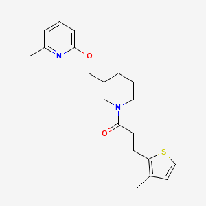 molecular formula C20H26N2O2S B3012890 1-[3-[(6-Methylpyridin-2-yl)oxymethyl]piperidin-1-yl]-3-(3-methylthiophen-2-yl)propan-1-one CAS No. 2379986-20-4
