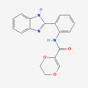 molecular formula C18H15N3O3 B3012922 N-(2-(1H-benzo[d]imidazol-2-yl)phenyl)-5,6-dihydro-1,4-dioxine-2-carboxamide CAS No. 864938-56-7