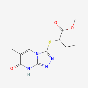 molecular formula C12H16N4O3S B3012943 Methyl 2-((5,6-dimethyl-7-oxo-7,8-dihydro-[1,2,4]triazolo[4,3-a]pyrimidin-3-yl)thio)butanoate CAS No. 891133-58-7