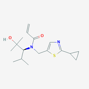 molecular formula C17H26N2O2S B3012960 N-[(2-Cyclopropyl-1,3-thiazol-5-yl)methyl]-N-[(3S)-2-hydroxy-2,4-dimethylpentan-3-yl]prop-2-enamide CAS No. 2411179-86-5