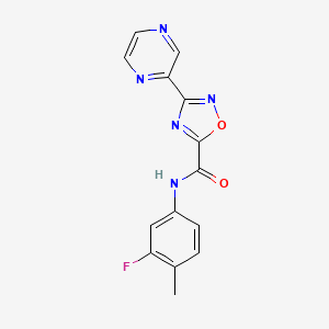 molecular formula C14H10FN5O2 B3013077 N-(3-fluoro-4-methylphenyl)-3-(pyrazin-2-yl)-1,2,4-oxadiazole-5-carboxamide CAS No. 1219844-65-1