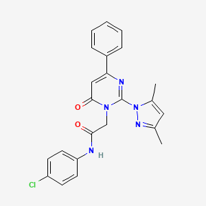 molecular formula C23H20ClN5O2 B3013197 N-(4-chlorophenyl)-2-(2-(3,5-dimethyl-1H-pyrazol-1-yl)-6-oxo-4-phenylpyrimidin-1(6H)-yl)acetamide CAS No. 1006835-65-9