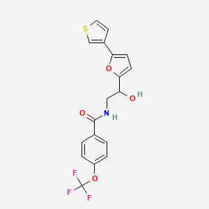 molecular formula C18H14F3NO4S B3013202 N-(2-hydroxy-2-(5-(thiophen-3-yl)furan-2-yl)ethyl)-4-(trifluoromethoxy)benzamide CAS No. 2034490-47-4