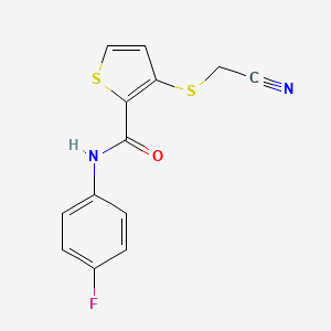 molecular formula C13H9FN2OS2 B3013203 3-[(cyanomethyl)sulfanyl]-N-(4-fluorophenyl)-2-thiophenecarboxamide CAS No. 303150-71-2