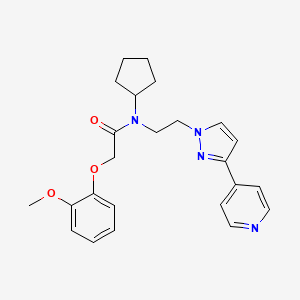 molecular formula C24H28N4O3 B3013265 N-cyclopentyl-2-(2-methoxyphenoxy)-N-(2-(3-(pyridin-4-yl)-1H-pyrazol-1-yl)ethyl)acetamide CAS No. 2034279-21-3