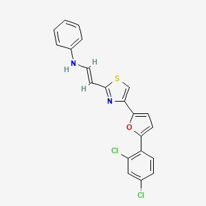 molecular formula C21H14Cl2N2OS B3013295 N-[(E)-2-{4-[5-(2,4-dichlorophenyl)furan-2-yl]-1,3-thiazol-2-yl}ethenyl]aniline CAS No. 400084-95-9