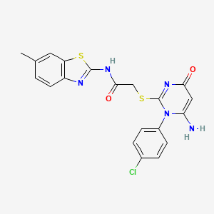 2-((6-amino-1-(4-chlorophenyl)-4-oxo-1,4-dihydropyrimidin-2-yl)thio)-N-(6-methylbenzo[d]thiazol-2-yl)acetamide