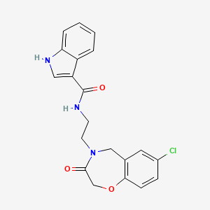 molecular formula C20H18ClN3O3 B3013360 N-(2-(7-chloro-3-oxo-2,3-dihydrobenzo[f][1,4]oxazepin-4(5H)-yl)ethyl)-1H-indole-3-carboxamide CAS No. 1903158-34-8